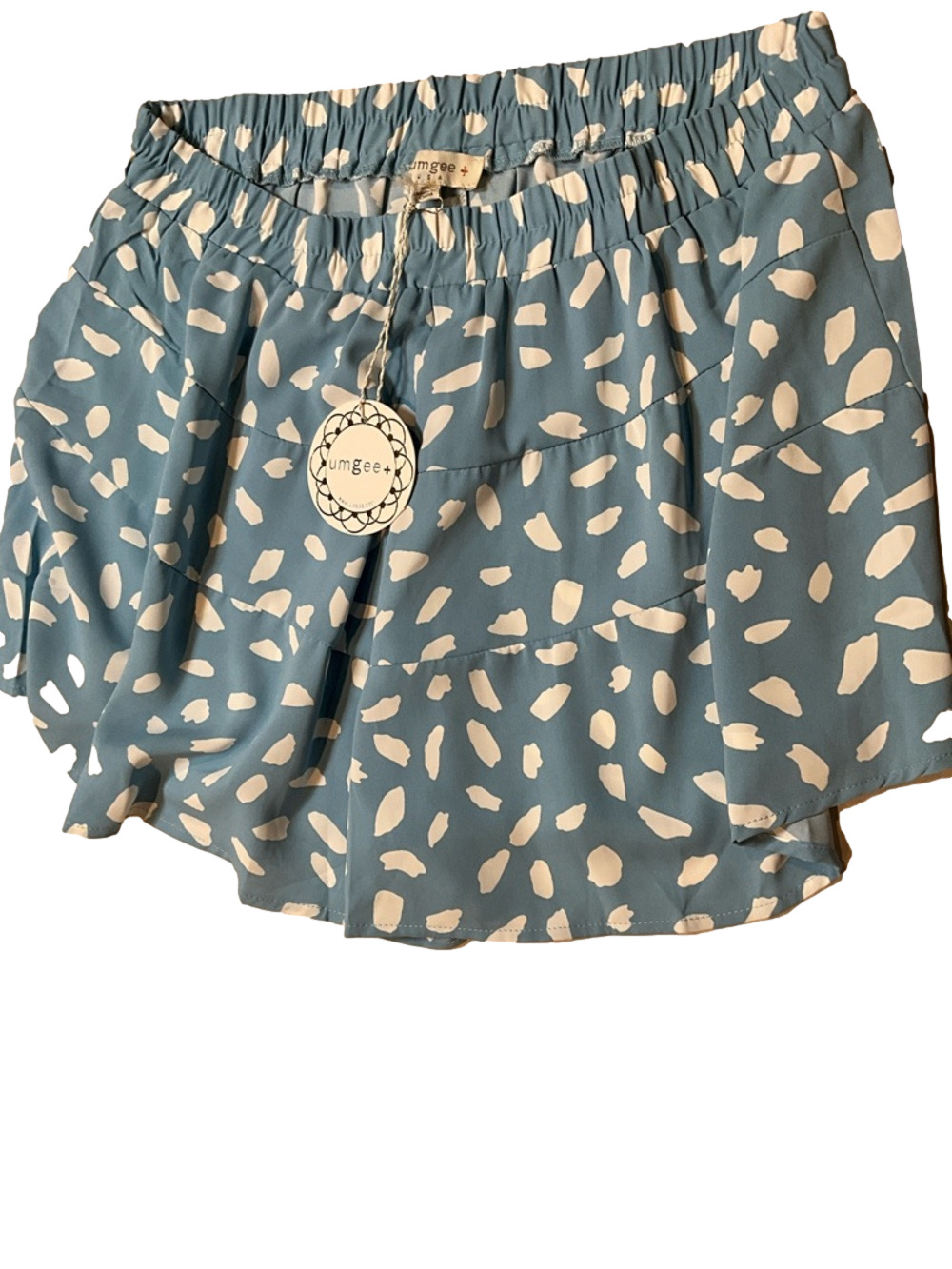 Umgee Lightweight Elastic Waist Blue and White Polka Dot Print Shorts Size 1XL - Picture 5 of 6